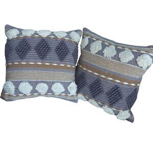 Anthropologie plum cream mixed medium throw accent pillows PAIR 2